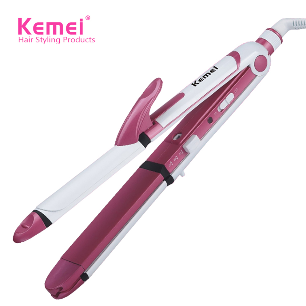 Kemei KM-1291 StraightCare, Curl & Crimp 3 in 1 Straightener for Women -  Gear Exact