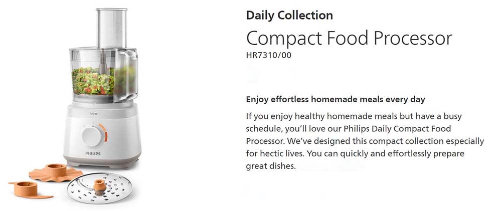 Philips HR7310/00 Compact Food Processor Daily Collection
