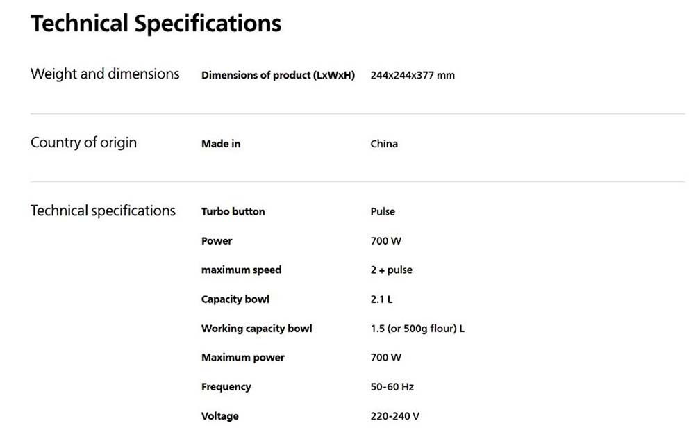 Philips HR7310/00 Compact Food Processor Daily Collection