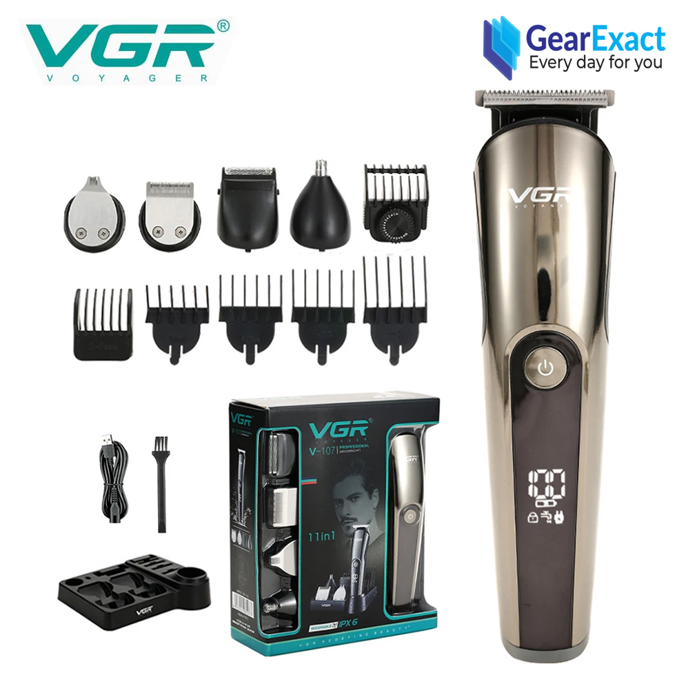 VGR V-107 Professional IPX6 Washable Grooming Kit Face, and Body 11 in 1 for Men
