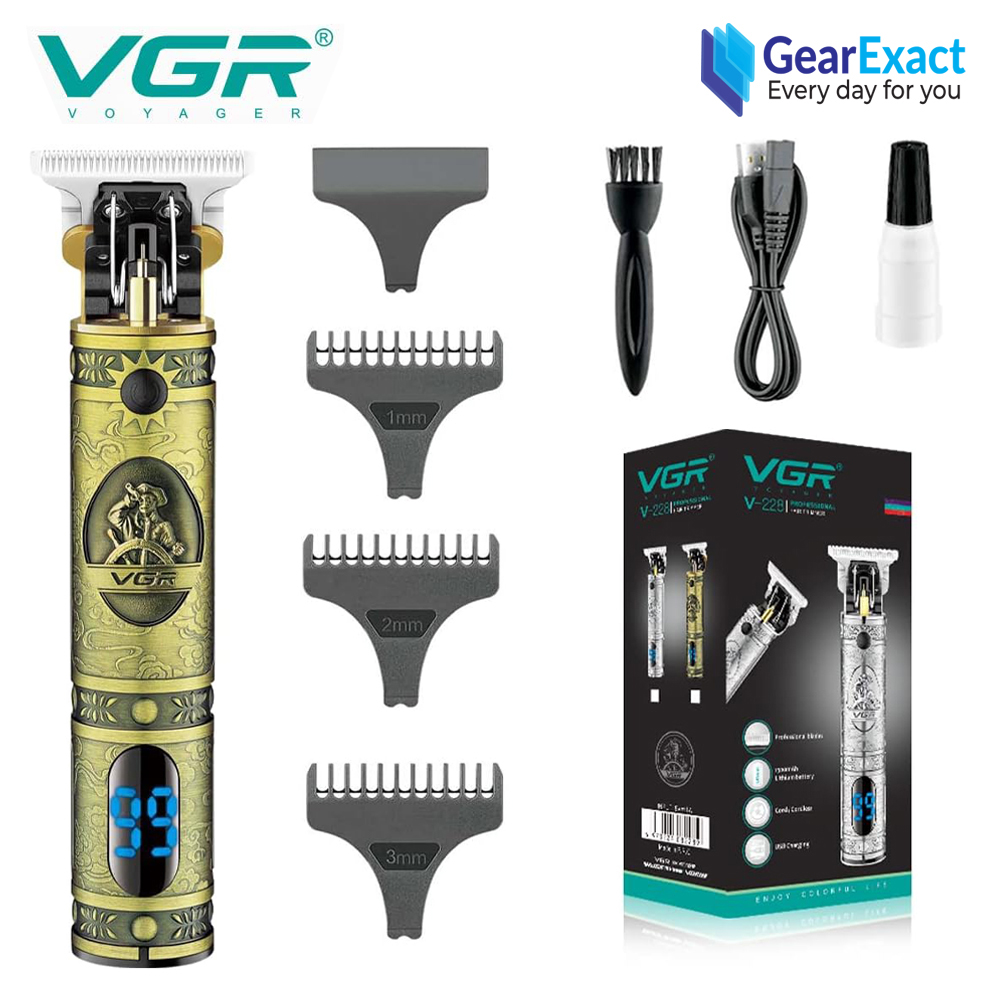 VGR V-228 Cordless Hair Clipper and Beard Trimmer with Digital Display for Men
