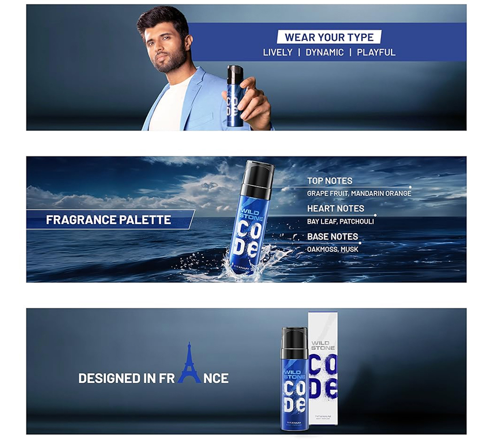 Wild Stone-Code Titanium No Gas Body Perfume for Men