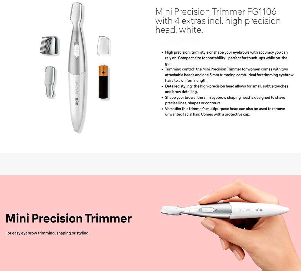 Braun FG1106 Mini Precision Trimmer with 4 Extras for Women