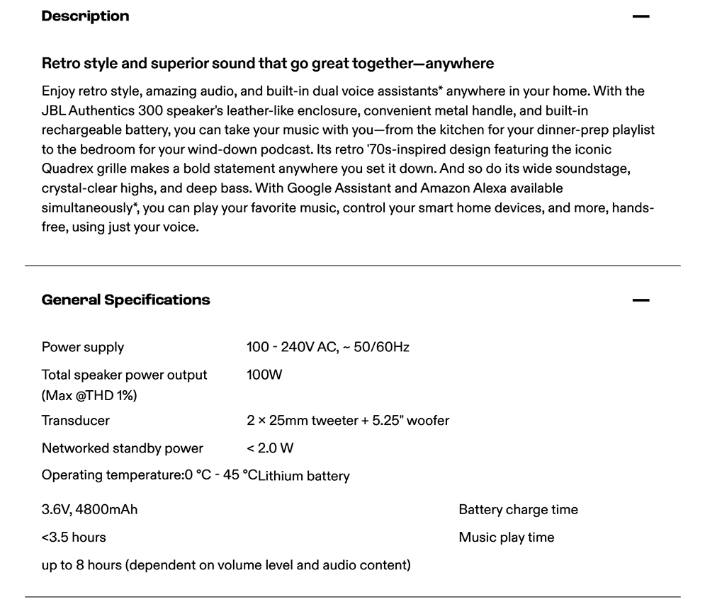 JBL Authentics 300 Wireless Smart Home Speaker