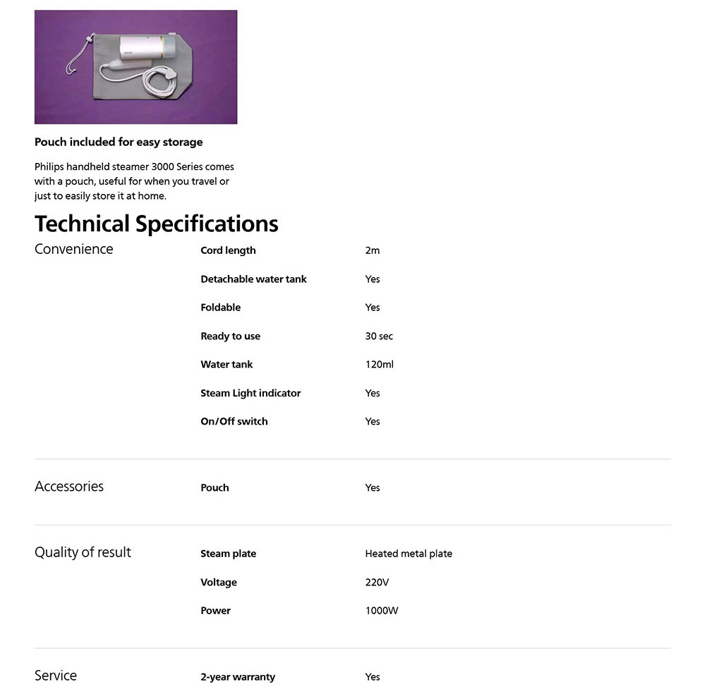 Philips STH3020/16 Handheld Steamer 3000 Series