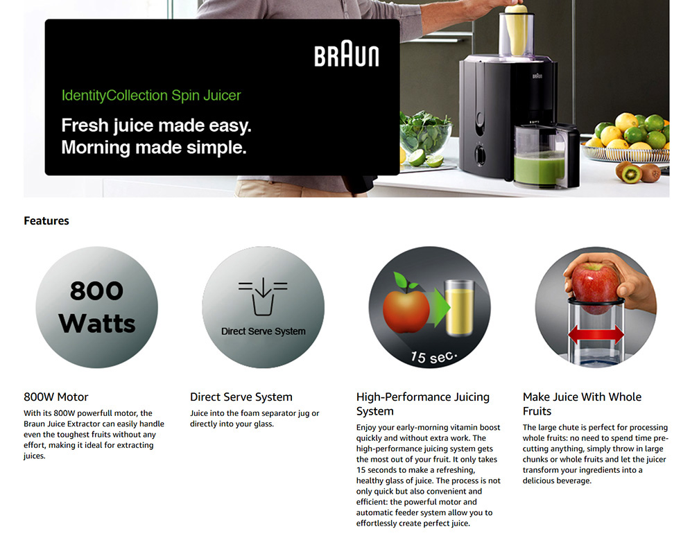 Braun J300 MultiQuick 3 Spin Juicer Identity Collection