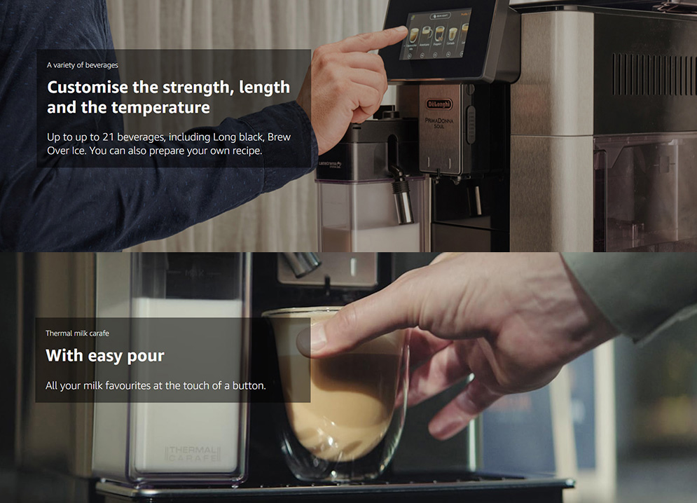 De’Longhi ECAM610.75.MB PrimaDonna Soul One Connected Touch Bean to Cup Coffee Machine