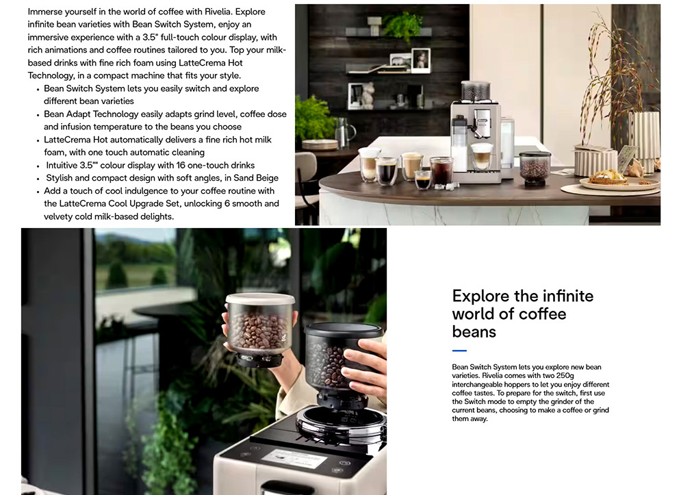 De’Longhi EXAM440.55.BG Rivelia Fully Automatic Coffee Machine Sand Beige