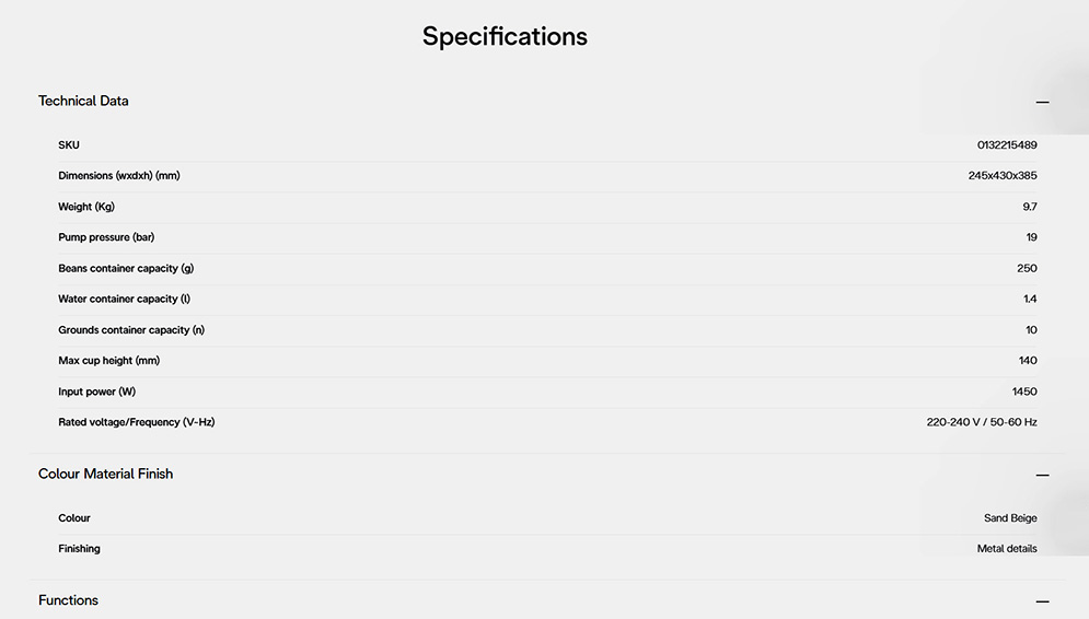 De’Longhi EXAM440.55.BG Rivelia Fully Automatic Coffee Machine Sand Beige