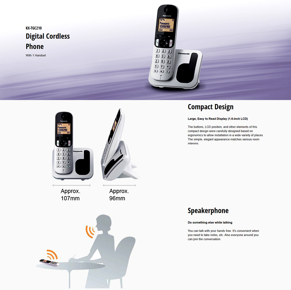 Panasonic KX-TGC210 Digital Cordless Telephone