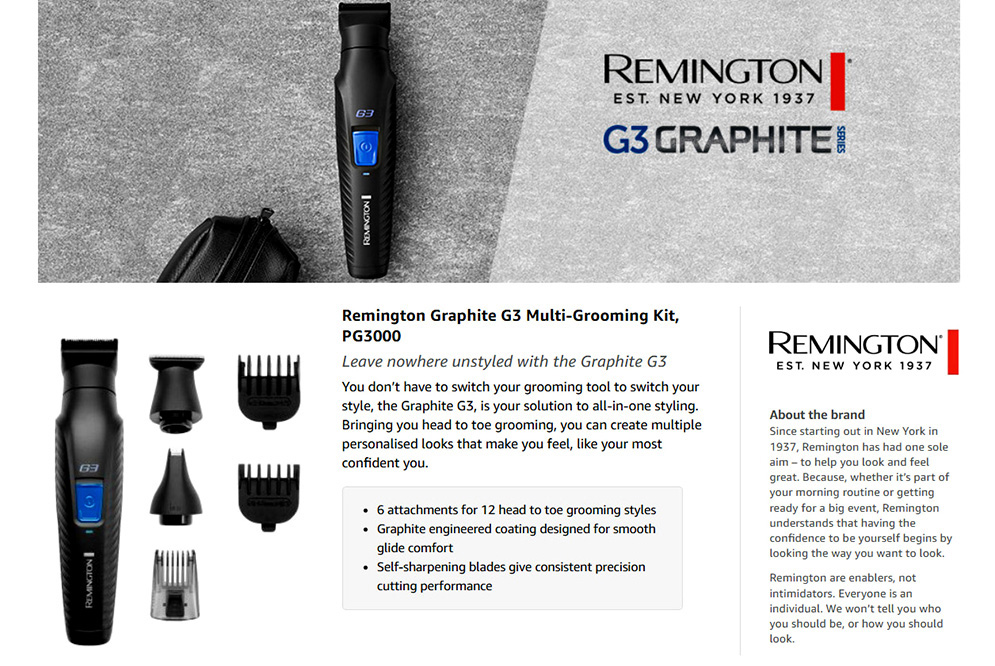 Remington PG3000 G3 Graphite All-in-One Cordless Grooming Kit for Men