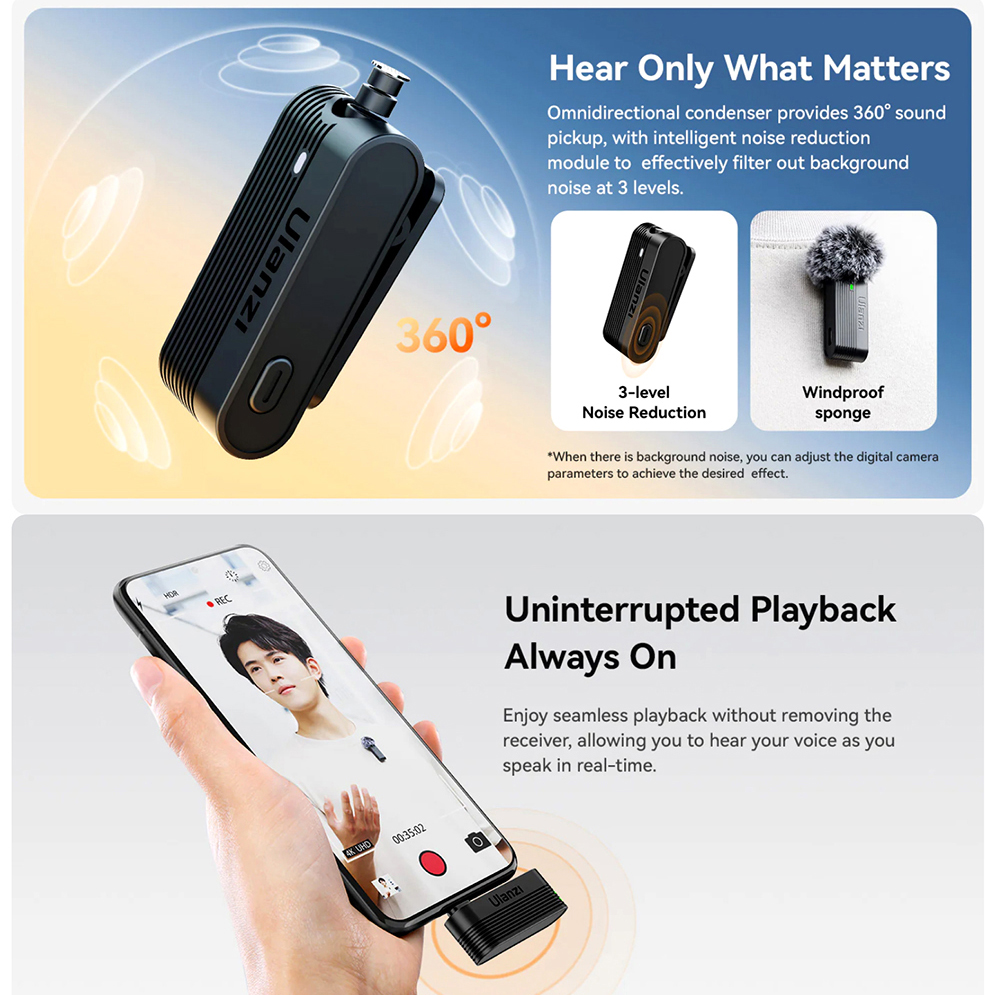 Ulanzi A100 Wireless Lavalier Microphone