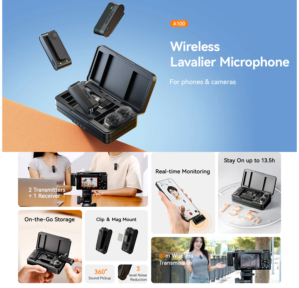 Ulanzi A100 Wireless Lavalier Microphone