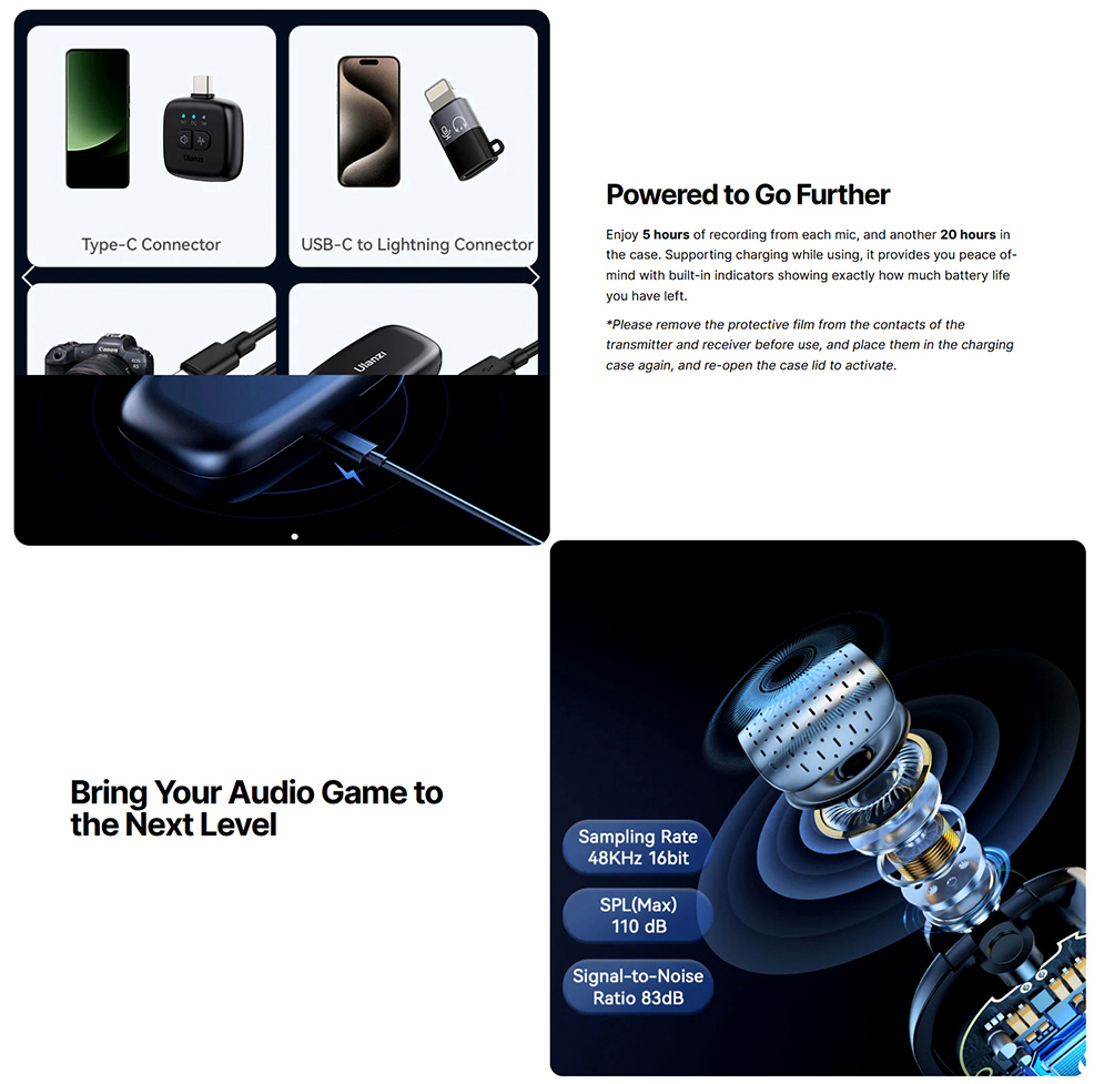 Ulanzi A30 Wireless Lavalier Tiny Microphone