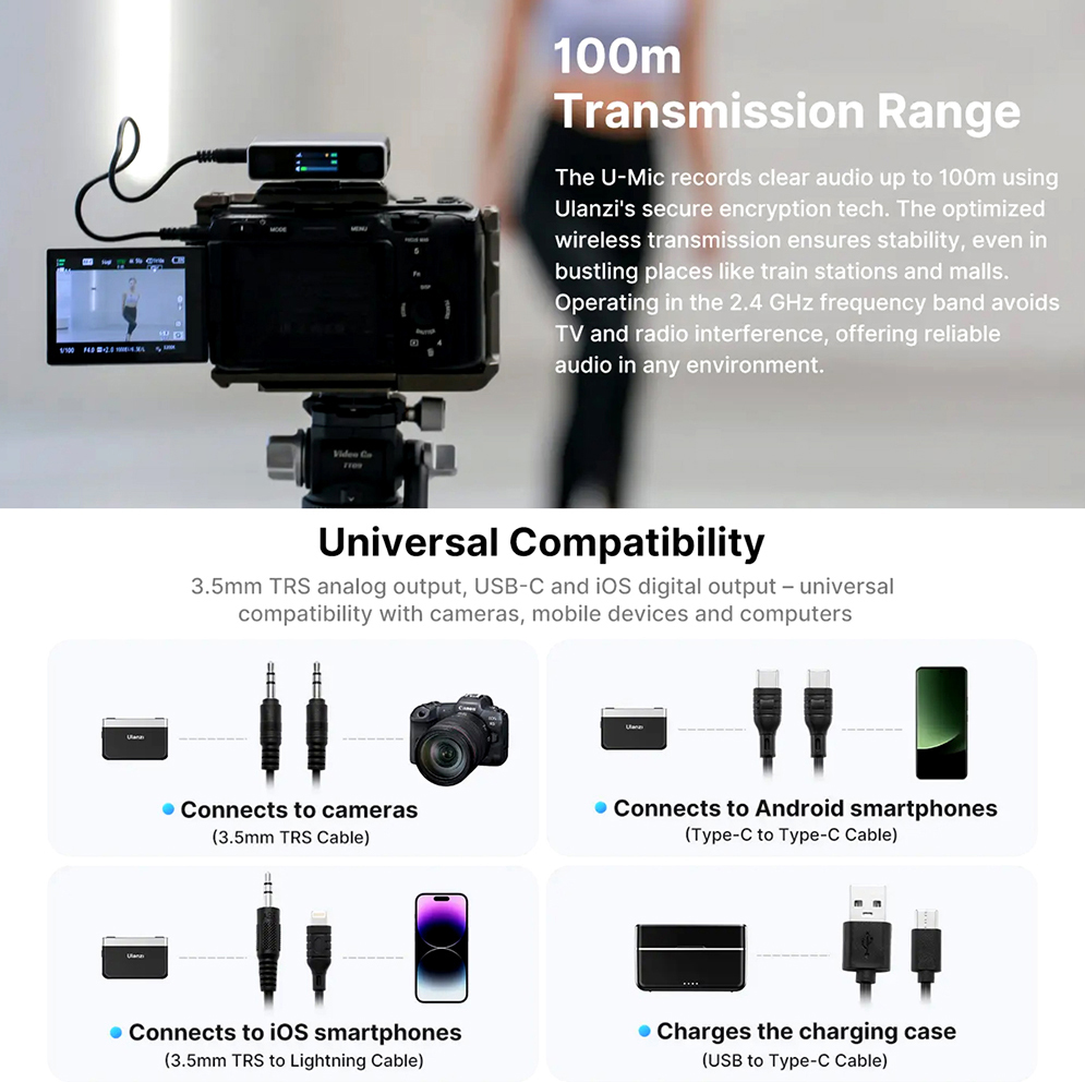 Ulanzi AM18 U-Mic Wireless Lavalier Microphone System