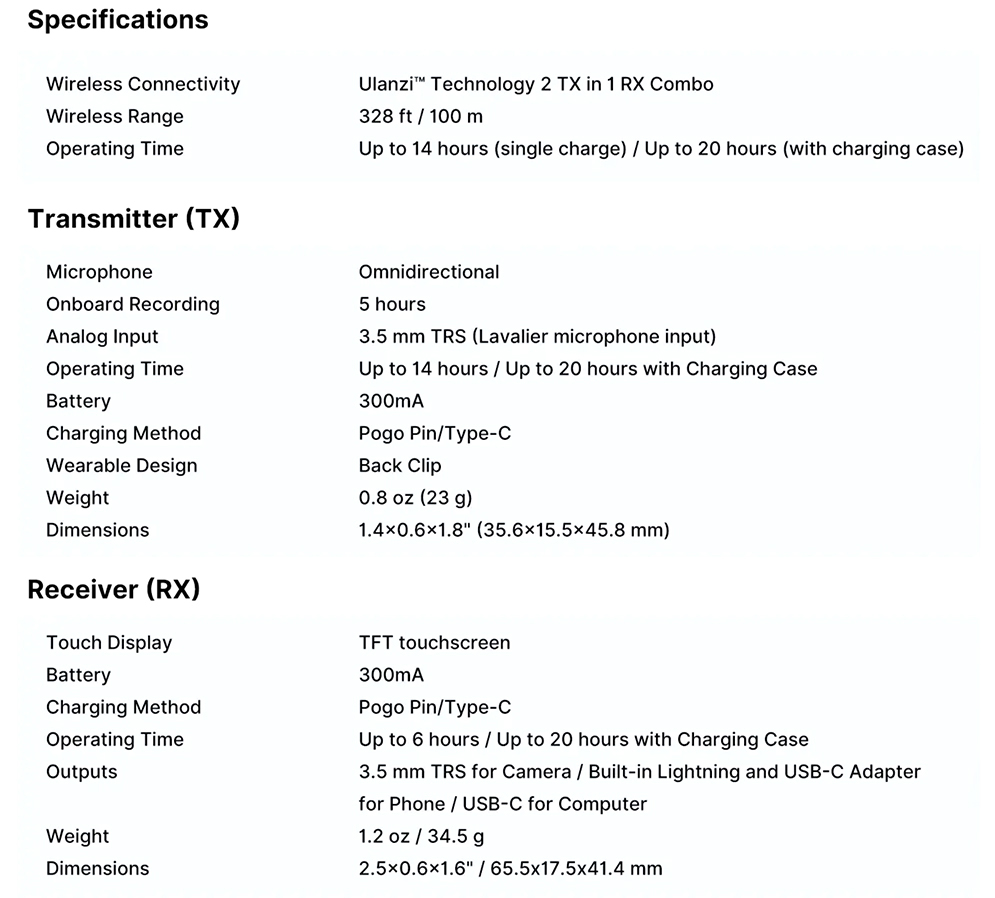Ulanzi AM18 U-Mic Wireless Lavalier Microphone System