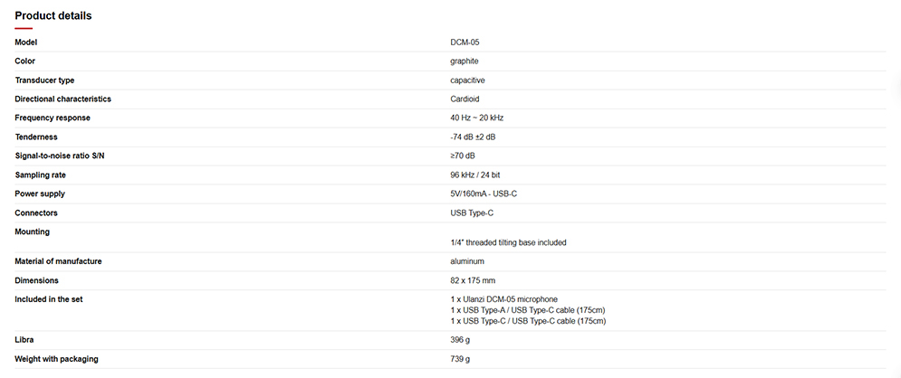 Ulanzi DCM-05 Studio USB Desktop Condenser Microphone with Dynamic RGB Backlight