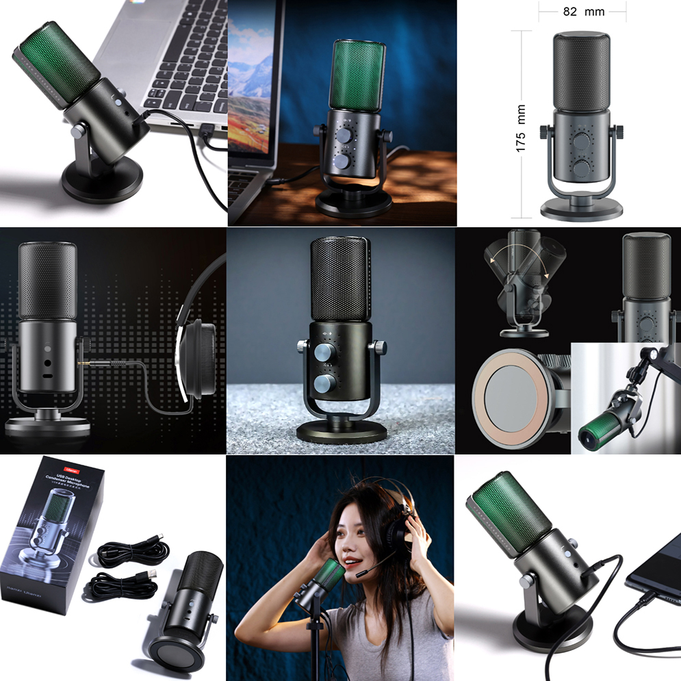 Ulanzi DCM-05 Studio USB Desktop Condenser Microphone with Dynamic RGB Backlight