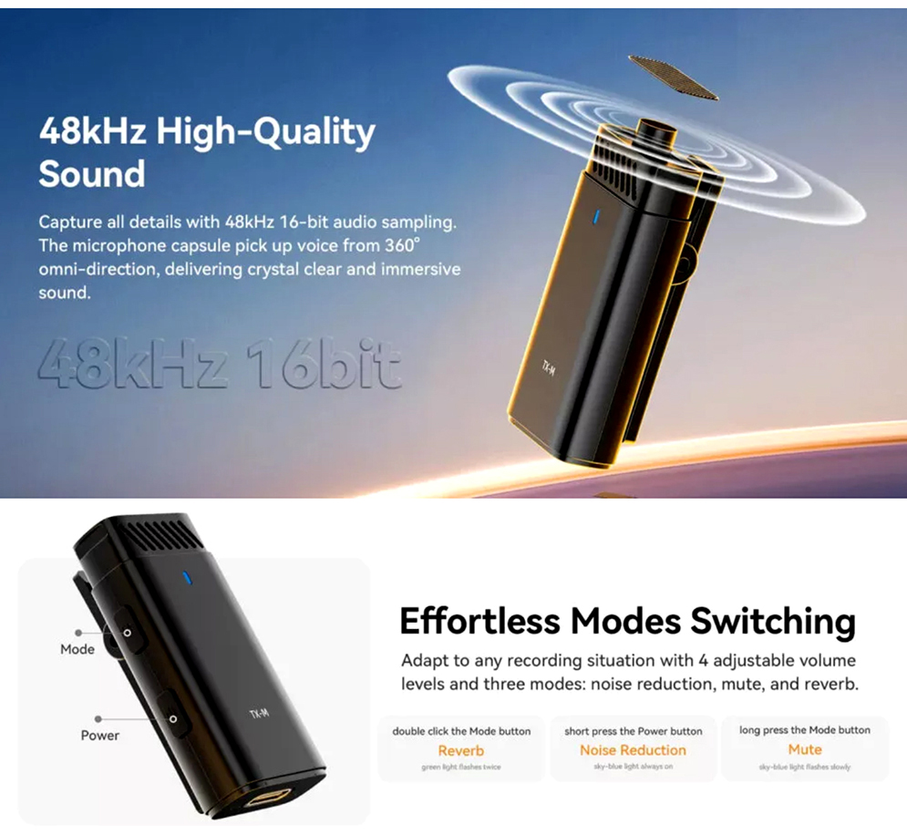 Ulanzi HM2301 Dual-Emitting Multi-Device Wireless Lavalier Microphone