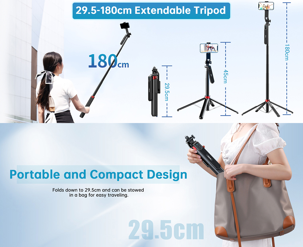 Ulanzi MA09 Gimbal Mode Selfie Stick Tripod with Remote Control