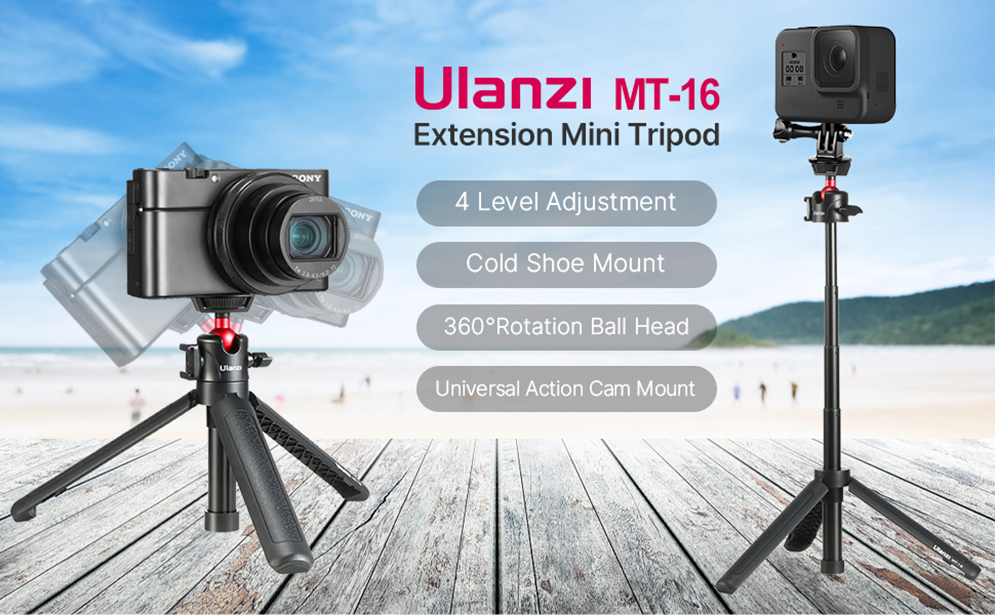 Ulanzi MT-16 Mini Camera Tripod and Selfie Stick with Cold Shoe