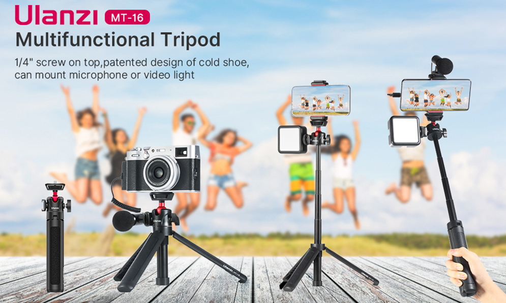 Ulanzi MT-16 Mini Camera Tripod and Selfie Stick with Cold Shoe