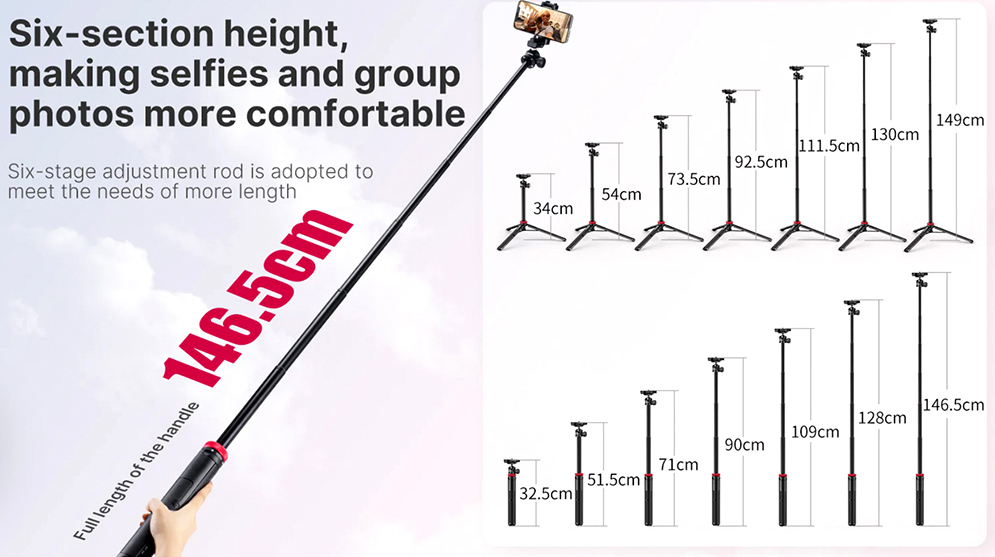 Ulanzi MT-44 Extendable Vlog Tripod and Selfie Stick Vlog Stand