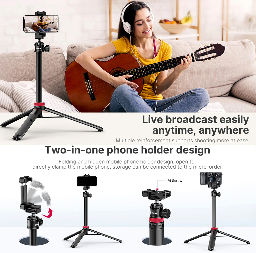 Ulanzi MT-44 Extendable Vlog Tripod and Selfie Stick Vlog Stand
