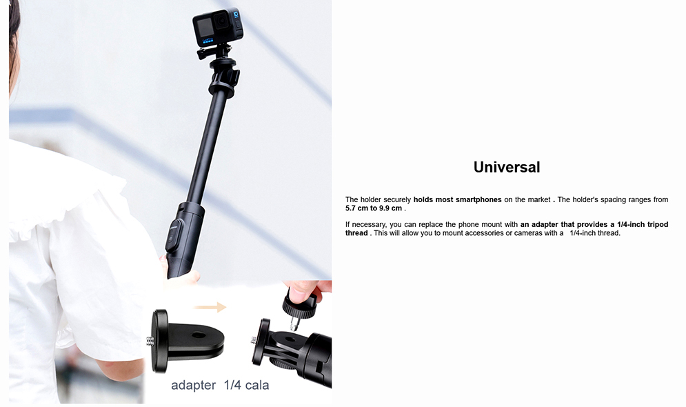 Ulanzi SK-03 Selfie Stick Tripod with Bluetooth Remote Control