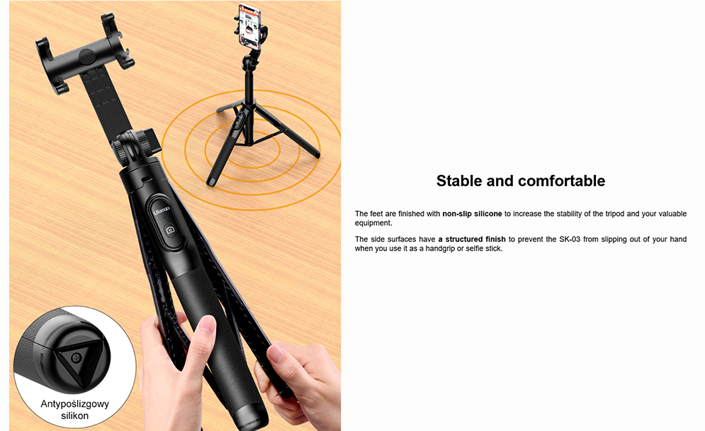 Ulanzi SK-03 Selfie Stick Tripod with Bluetooth Remote Control