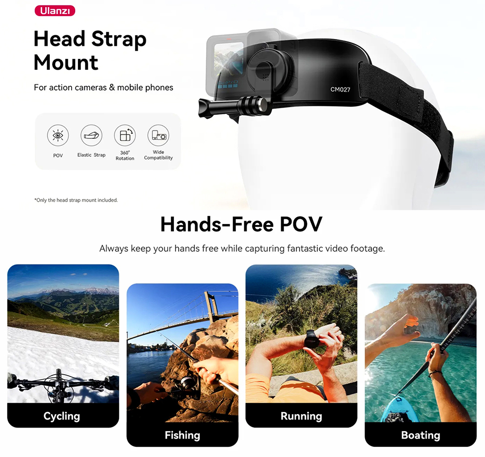 Ulanzi CM027 Go-Quick Head Strap Mount for Action Camera Smartphone