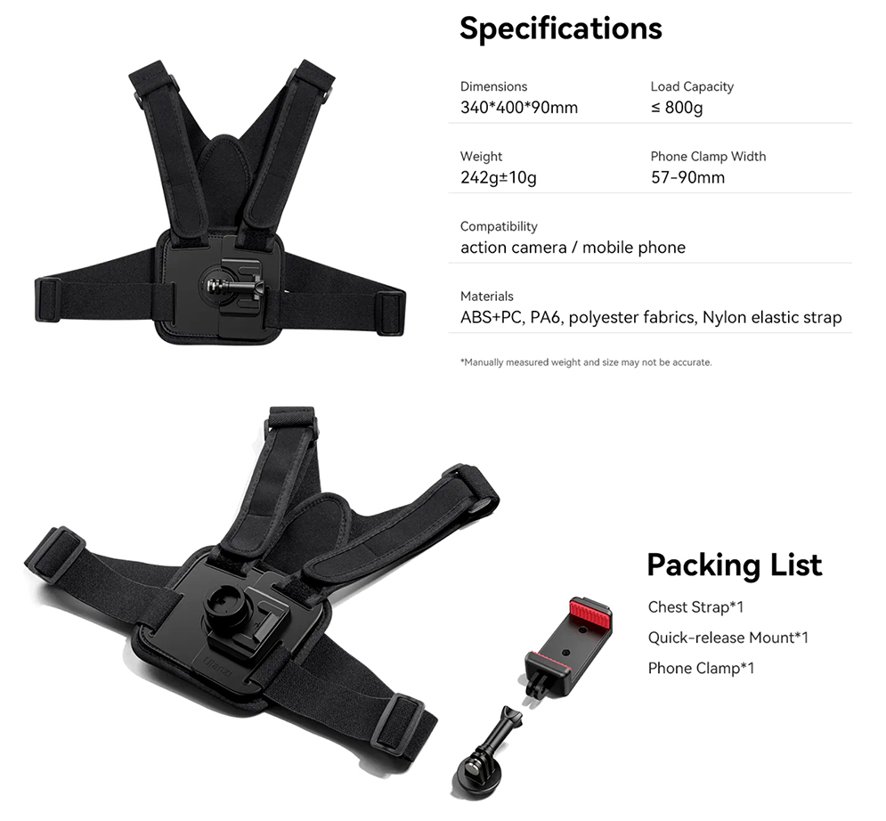 Ulanzi CM028 Go-Quick Magnetic Action Camera Body Mount Harness