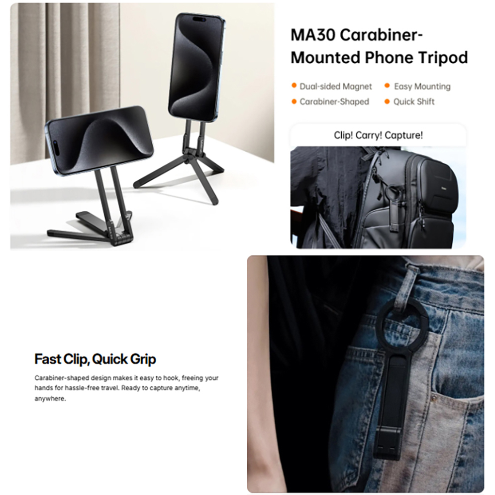 Ulanzi MA30 Carabiner-Mounted Phone Tripod