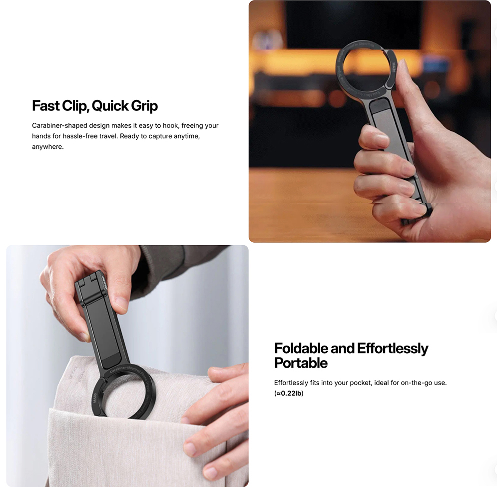 Ulanzi MA30 Carabiner-Mounted Phone Tripod