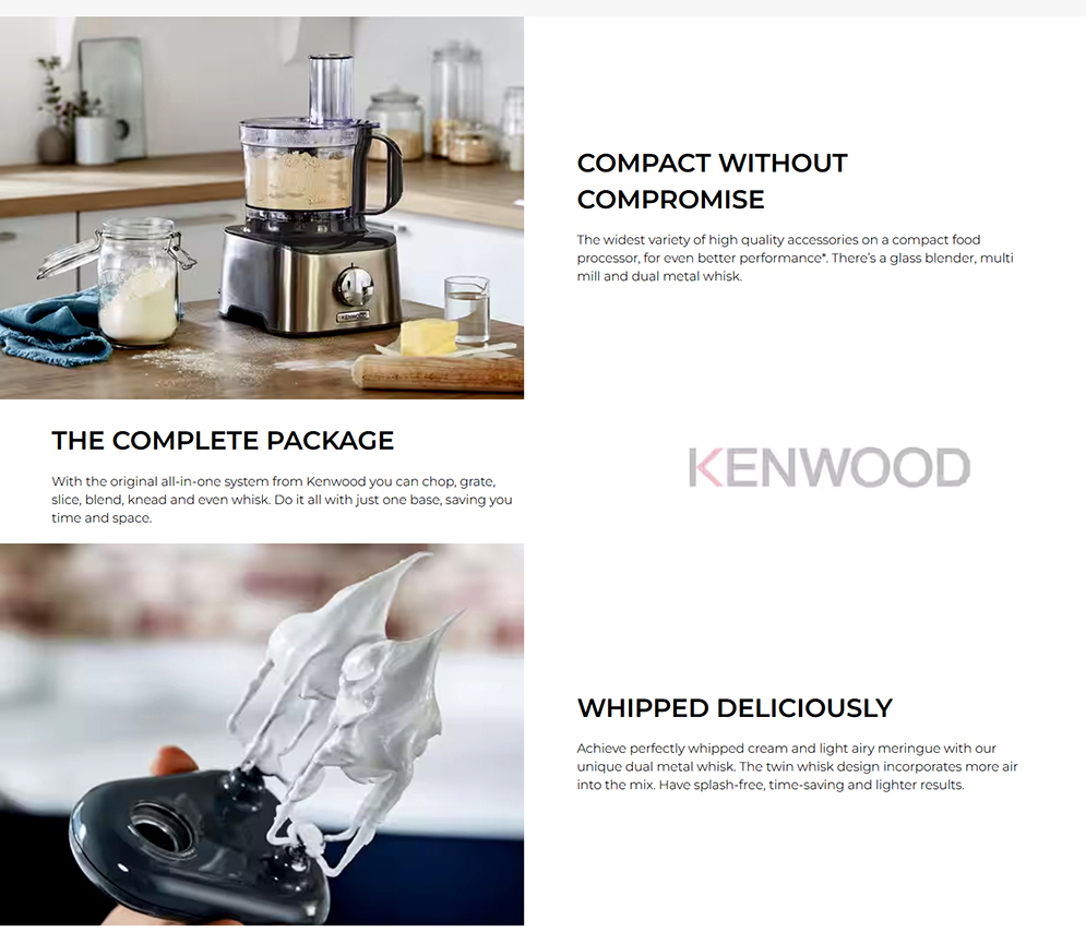 Kenwood FDM302SS MultiPro Compact Food Processor with Thermo-Resist Glass Blender