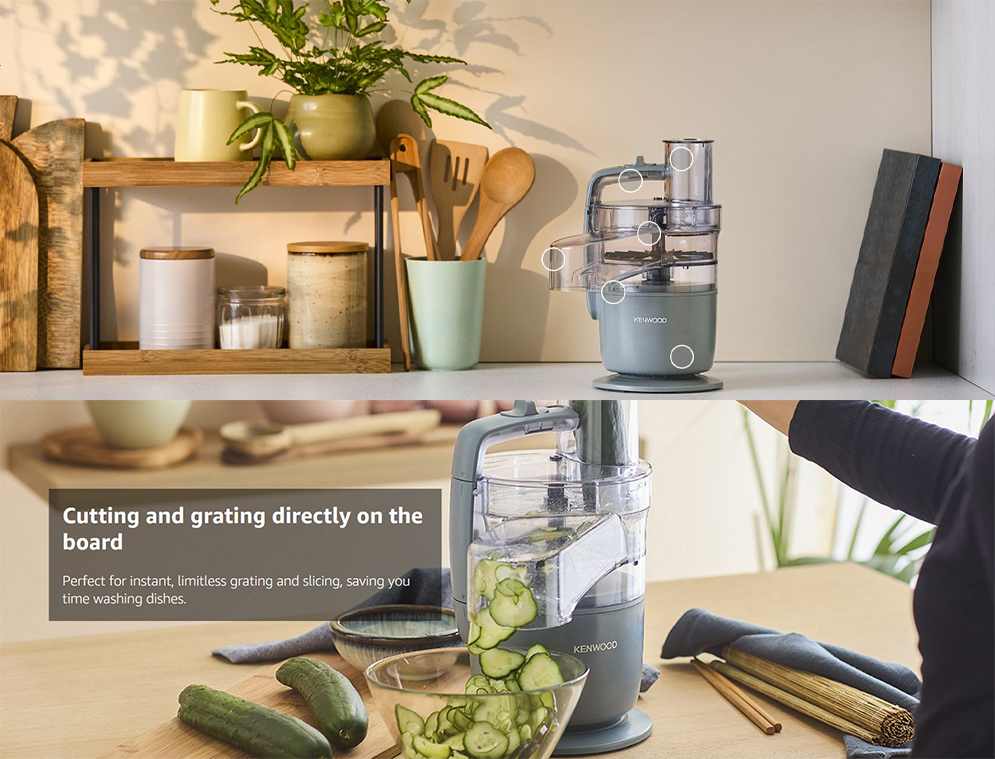 Kenwood FDP22.130GY MultiPro Go Food Processor for Chopping, Cutting, Pureeing, and Kneading