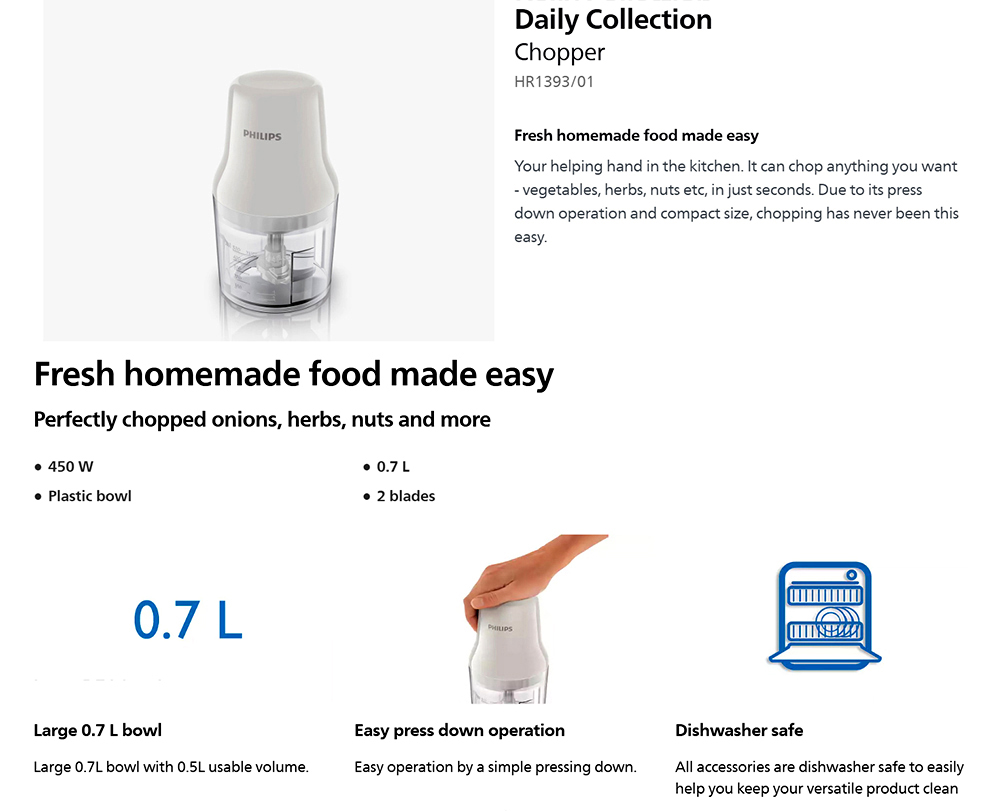 Philips HR1393/01 Chopper Daily Collection