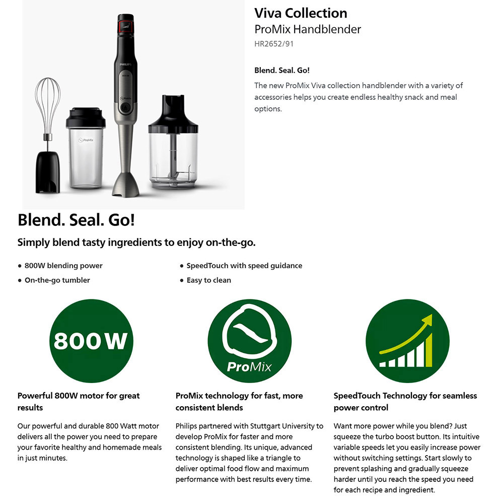 Philips HR2652/91 ProMix Handblender Viva Collection