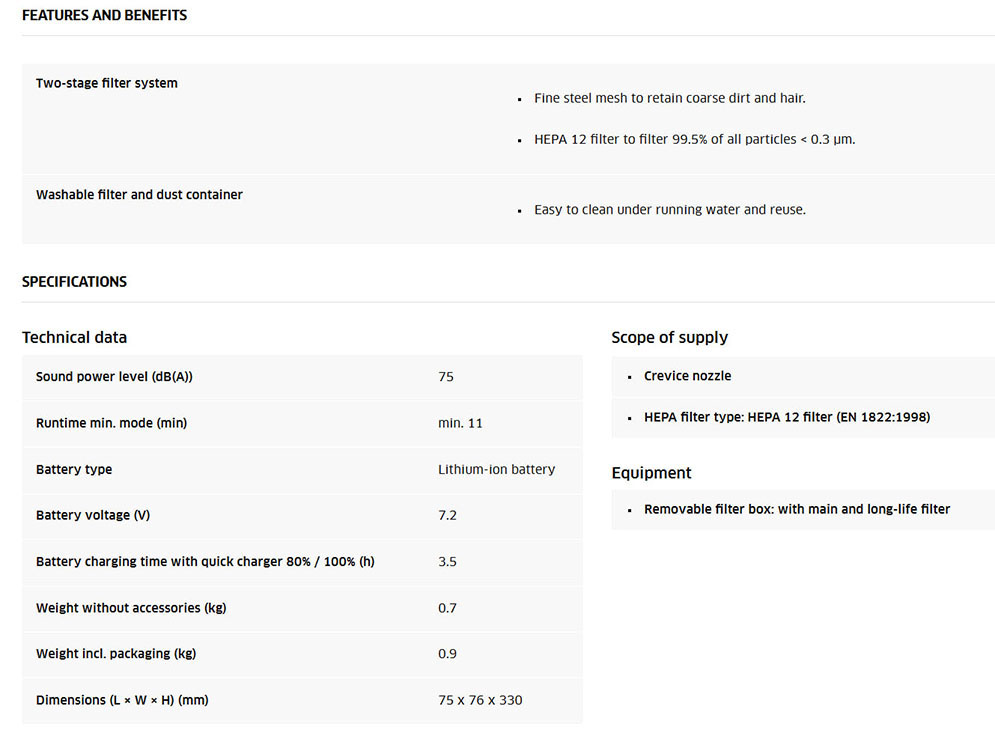 Karcher VCH 2 Cordless Handheld Vacuum Cleaner