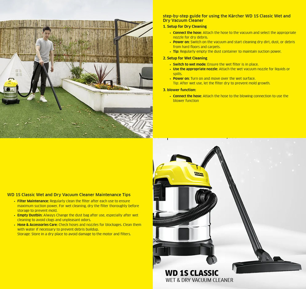 Karcher WD 1s Classic Multi-Purpose Wet and Dry Vacuum Cleaner