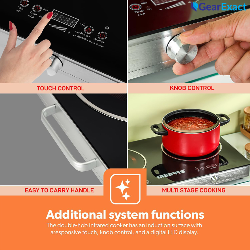 Geepas GIC6131S Double Burner Infrared Cooker